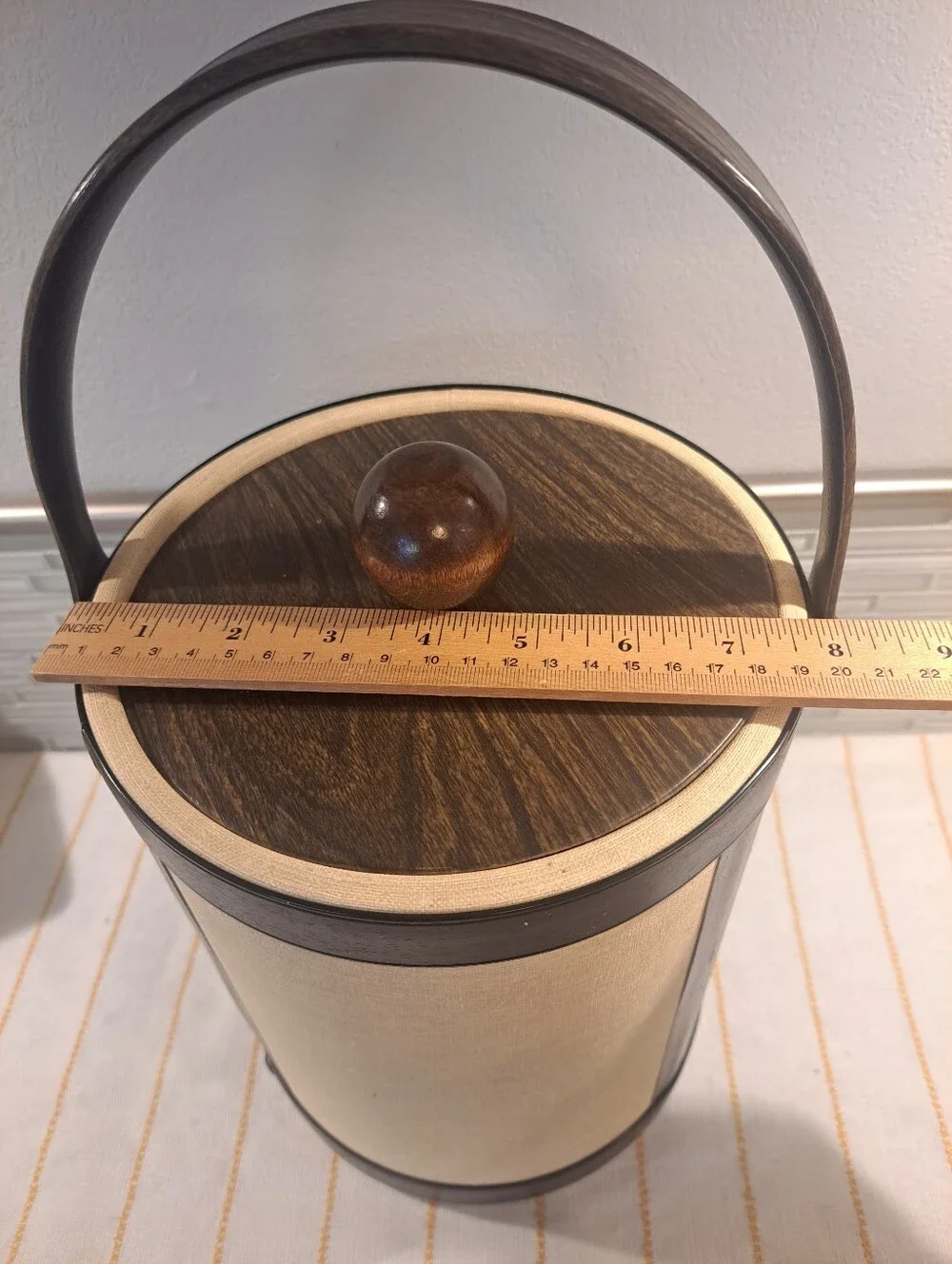 Vtg Kraftware Ice Bucket Mallard Geese Duck Handle Lid Faux Wood.